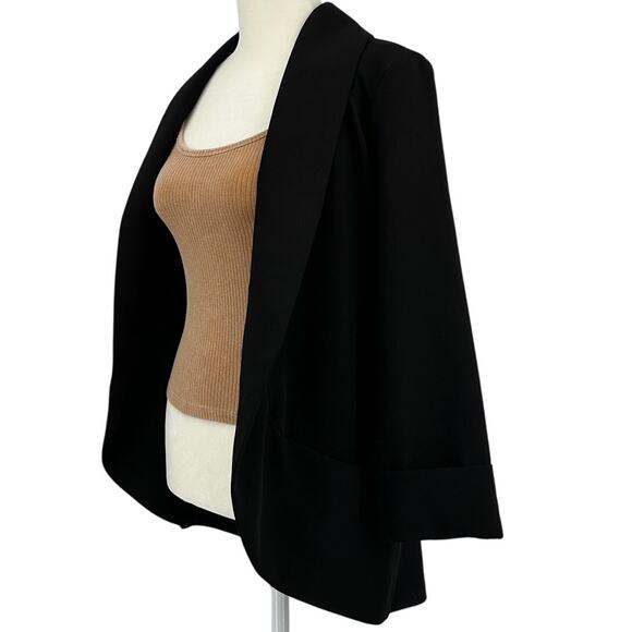 Harlowe & Graham Jacket Womens M Black 3/4 Sleeve Open Front Shrug Blazer Office - Picture 4 of 7